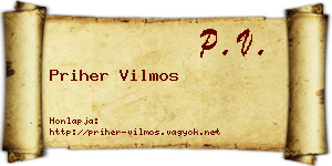 Priher Vilmos névjegykártya
